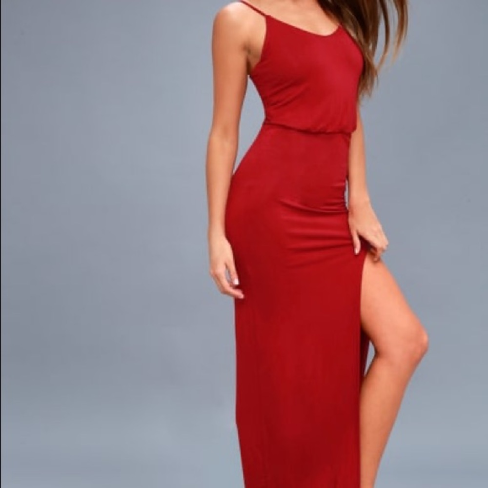 Lulu sunset red maxi dress
